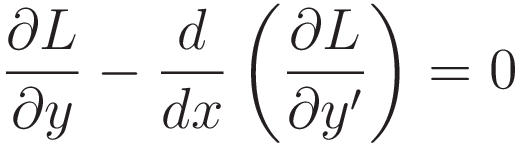 \frac{\partial L}{\partial y} - \frac{d}{dx}\left(\frac{\partial L}{\partial y'}\right) = 0